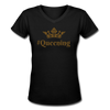 #Queening ~ Gold Glitz ~ Women's V-Neck T-Shirt - black