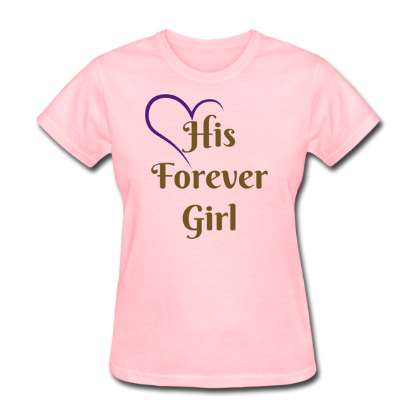 His Forever Girl Gold/Heart Women's T-Shirt - pink