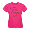 His Forever Girl Gold/Heart Women's T-Shirt - fuchsia