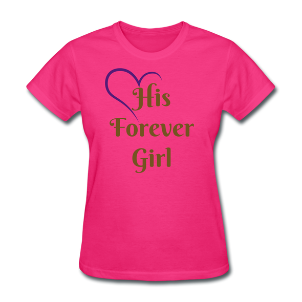 His Forever Girl Gold/Heart Women's T-Shirt - fuchsia