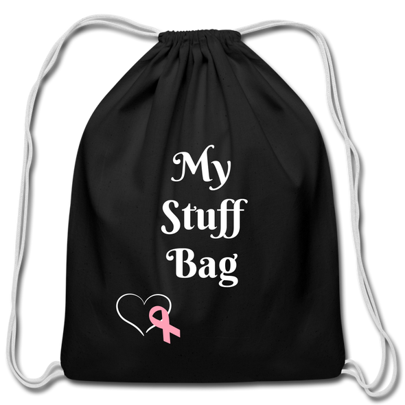 Breast Cancer awareness Cotton Drawstring Bag - black