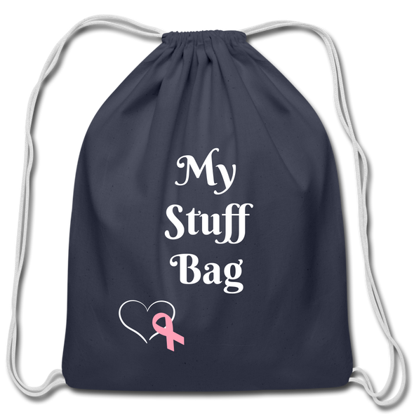 Breast Cancer awareness Cotton Drawstring Bag - navy