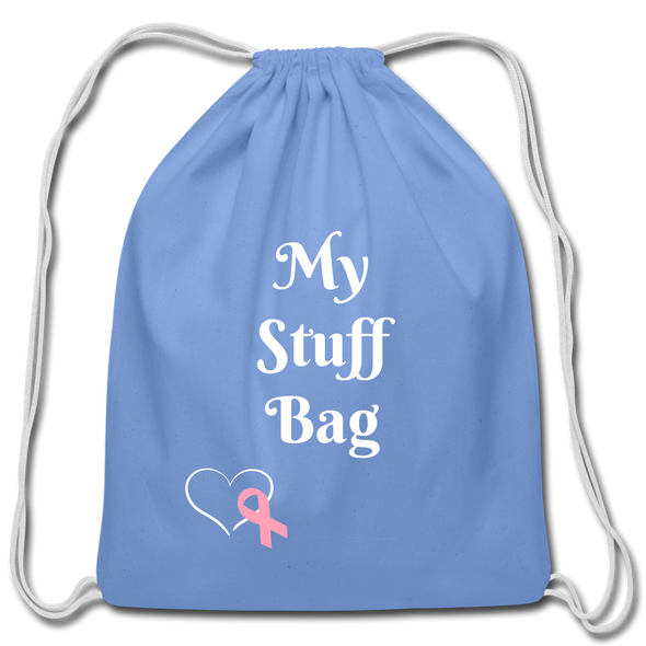 Breast Cancer awareness Cotton Drawstring Bag - carolina blue
