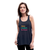 Wake Meditate Be Great ~ Women's Flowy Tank Top by Bella - navy