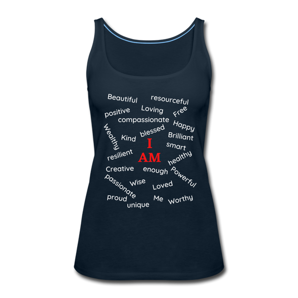 I AM! ~ Women’s Premium Tank Top - deep navy