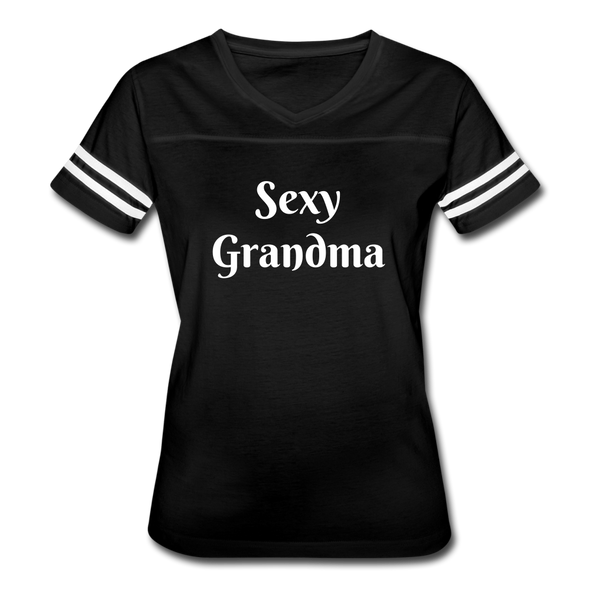 Sexy Grandma ~ Women's Tri-Blend V-Neck T-Shirt - black/white