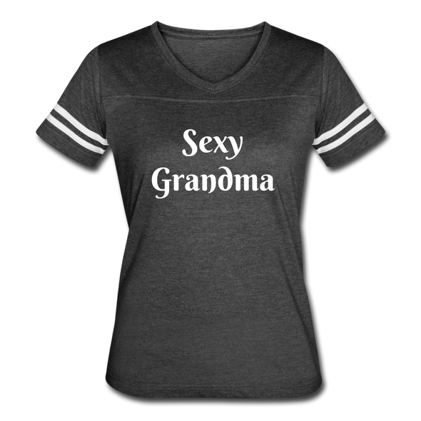 Sexy Grandma ~ Women's Tri-Blend V-Neck T-Shirt - vintage smoke/white