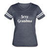 Sexy Grandma ~ Women's Tri-Blend V-Neck T-Shirt - vintage navy/white