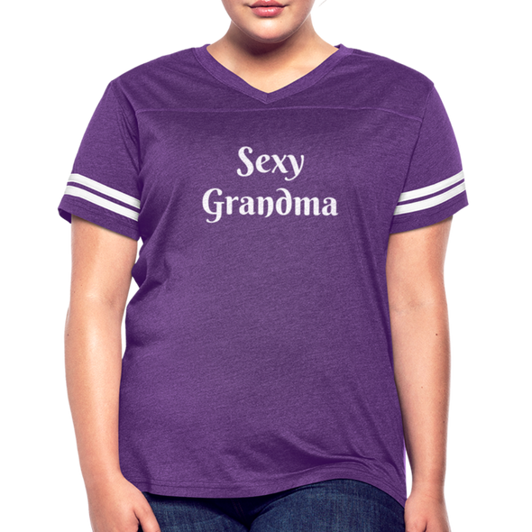 Sexy Grandma ~ Women's Tri-Blend V-Neck T-Shirt - vintage purple/white