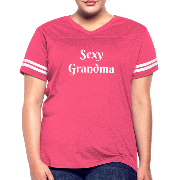 Sexy Grandma ~ Women's Tri-Blend V-Neck T-Shirt - vintage pink/white