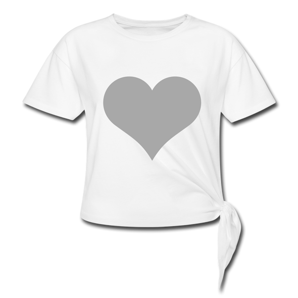 The Shimmery, Shiny, Sexy, Sparkly, Heart Shirt! ~ Women's Knotted T-Shirt - white