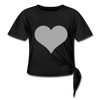 The Shimmery, Shiny, Sexy, Sparkly, Heart Shirt! ~ Women's Knotted T-Shirt - black