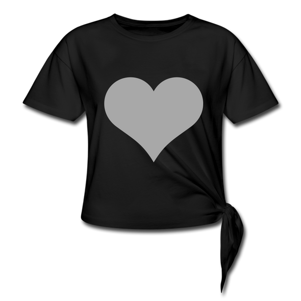 The Shimmery, Shiny, Sexy, Sparkly, Heart Shirt! ~ Women's Knotted T-Shirt - black