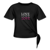 Love, Love, Love ~ Women's Knotted T-Shirt - black