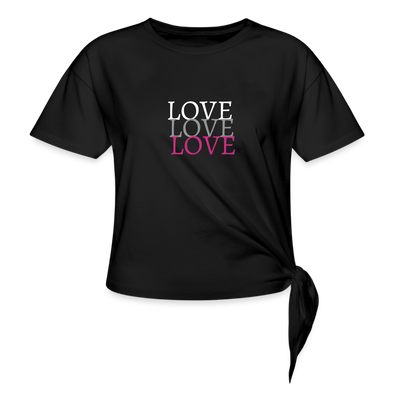 Love, Love, Love ~ Women's Knotted T-Shirt - black