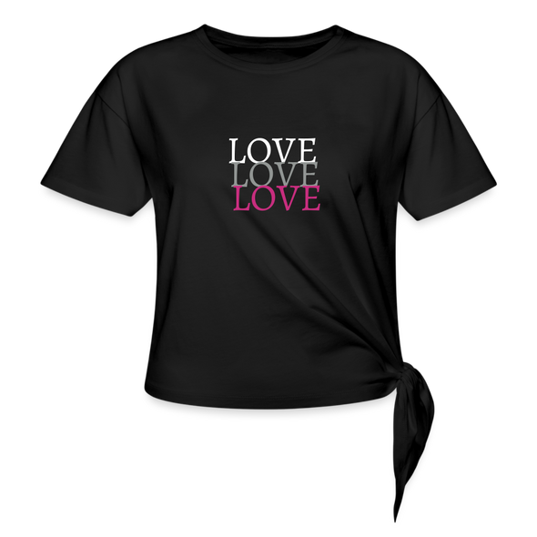 Love, Love, Love ~ Women's Knotted T-Shirt - black